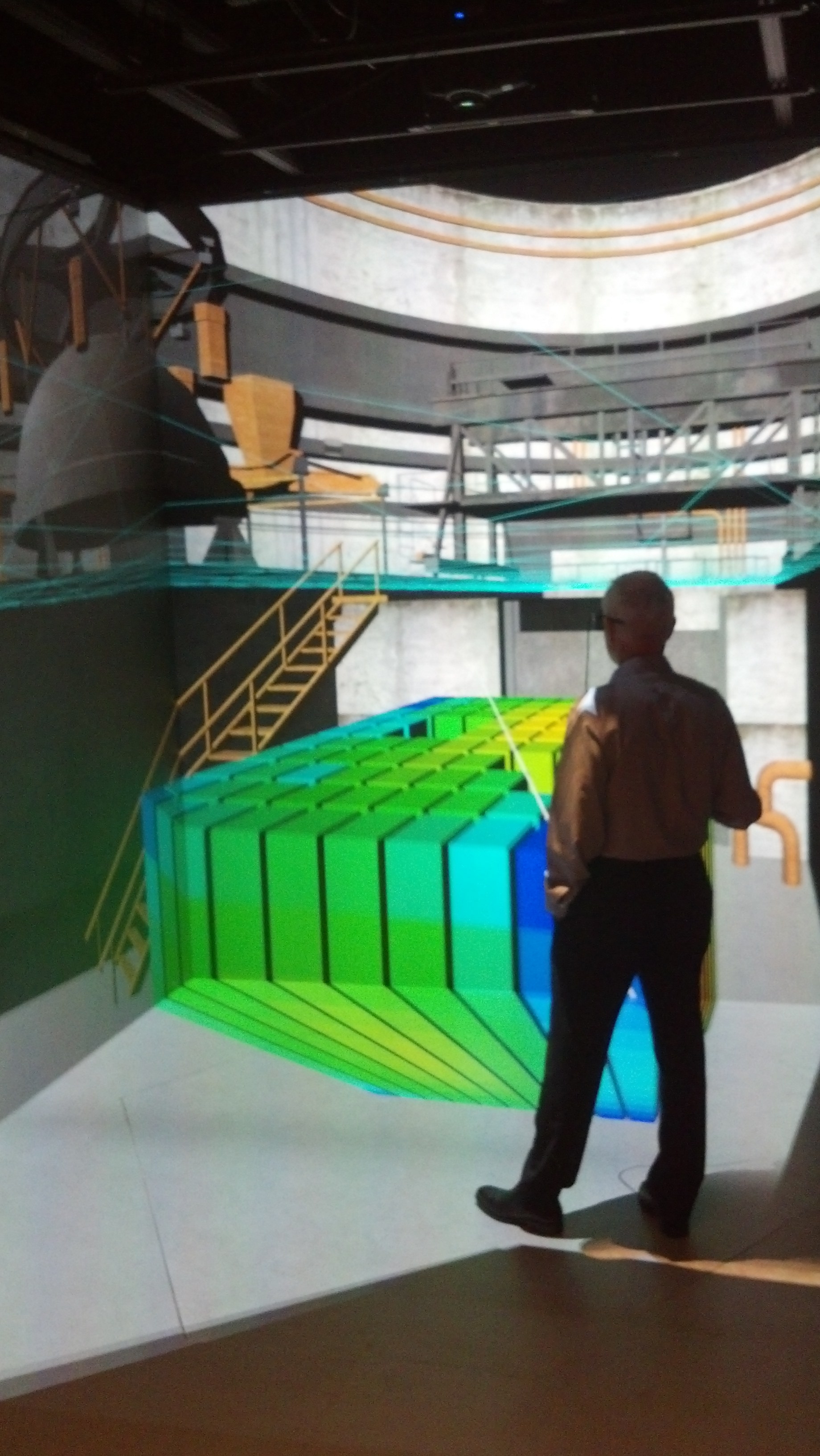 person standing in visualization room